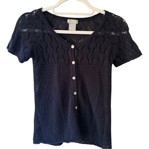 Joe Fresh Blue Fitted Short Sleeve Cardigan Women’s XS